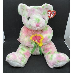 TY Beanie Baby BLOOM the‎ Bear Buddy Medium Size 12 inch Plush Stuffed Animal